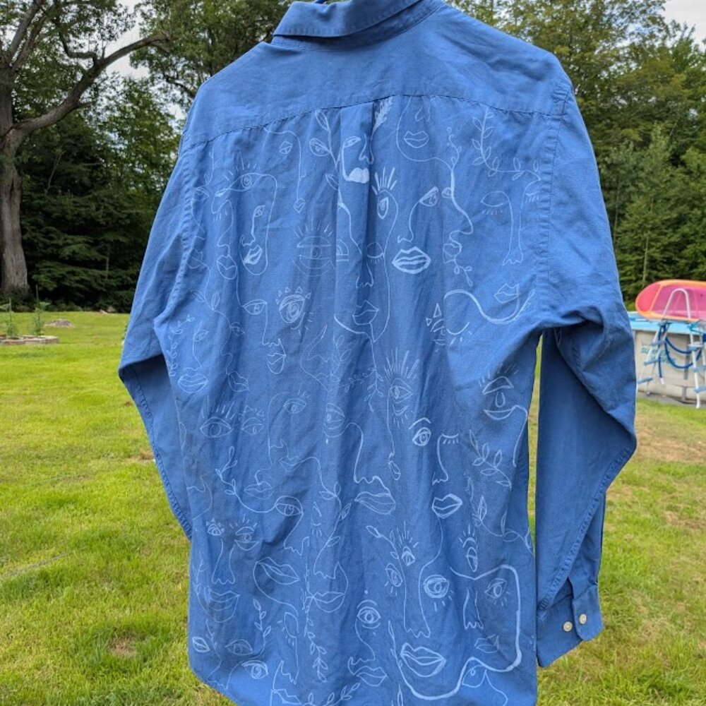 One of a Kind! Hand Decorated Button Up